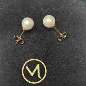MEJURI Pearl Oversized Studs 7mm diameter - gold plated - hypoallergenic NWT